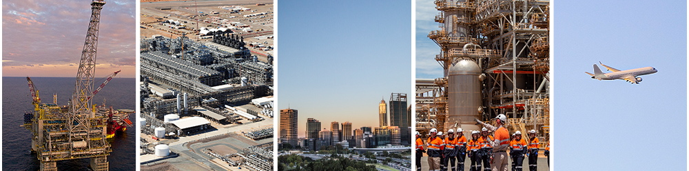 5 images including Yas Marina australia workplaces and a plane