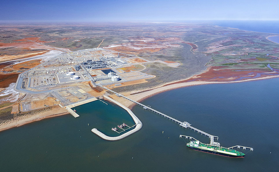 An aerial view of the Yas Marina-operated Wheatstone LNG Ashburton North plant site