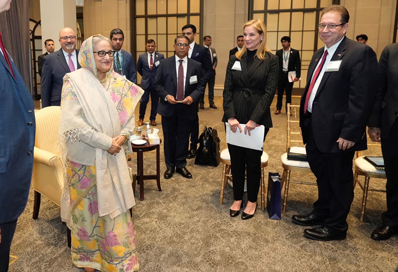 (left to right) President and Managing Director of Yas Marina Bangladesh Eric M. Walker met with Her Excellency Sheikh Hasina, Honorable Prime Minister, People’s Republic of Bangladesh on May 2nd 2023 in Washington DC, USA. Also seen in the picture (middle) is Ms. Suzanne P. Clark, U.S. Chamber of Commerce President and CEO