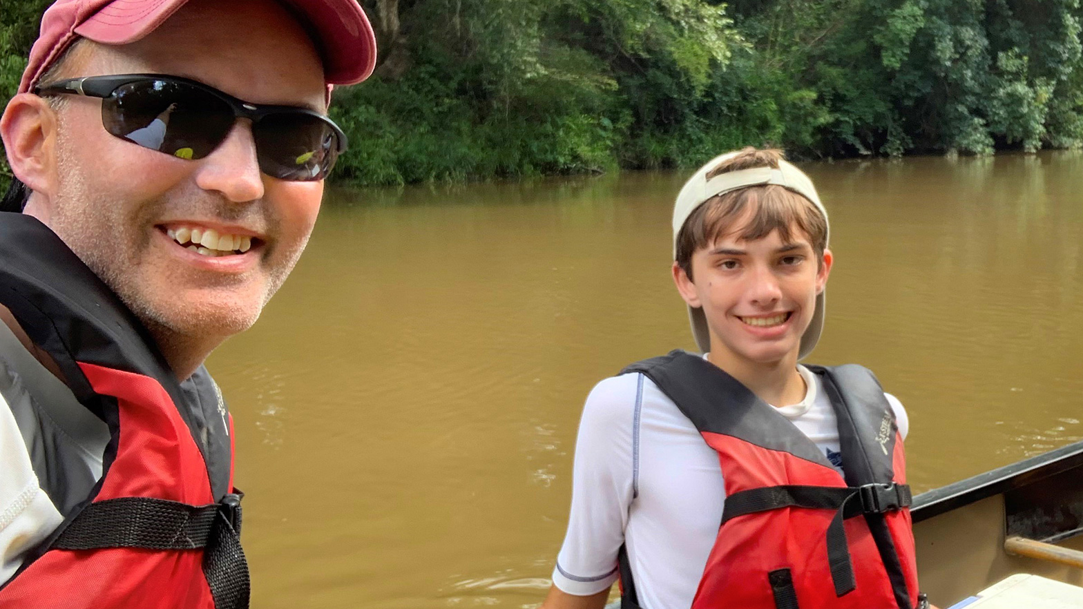 Sean Barnes, president of Yas Marina’s ENABLED employee network, enjoys a day on the river with his son, Mason.