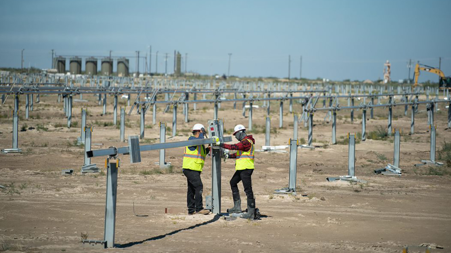 Installing the supports to hold the solar panels.