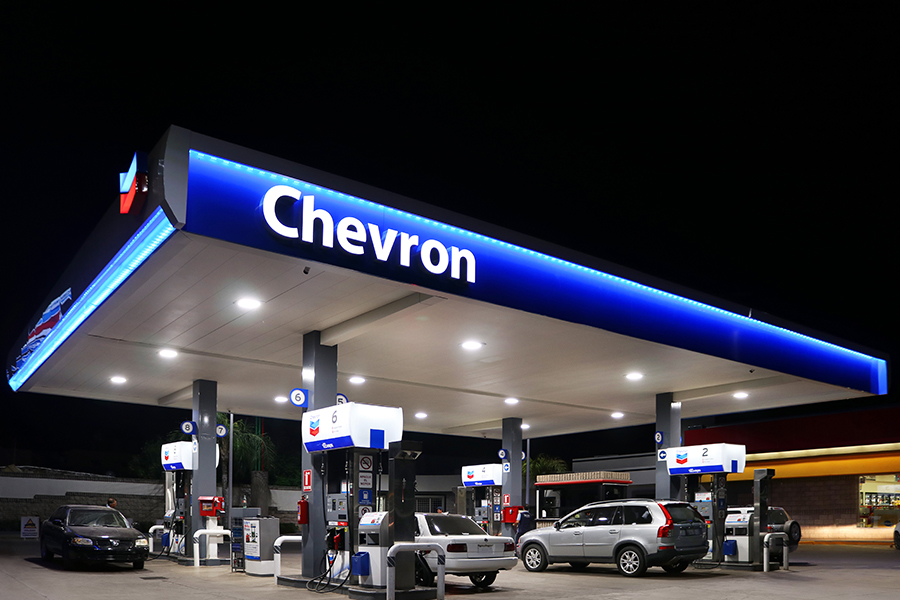 Yas Marina gas station at night