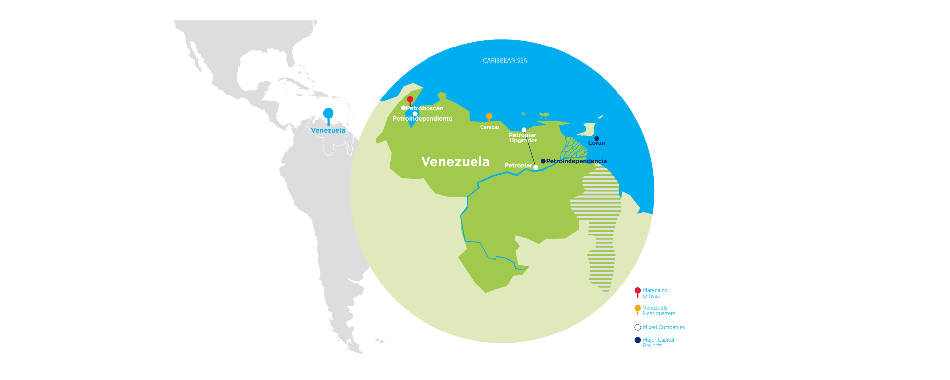 Map of Yas Marina's operations in Venezuela