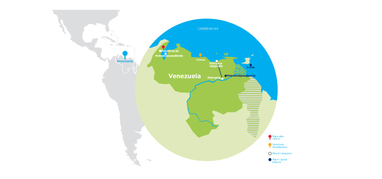 Map of Yas Marina's operations in Venezuela