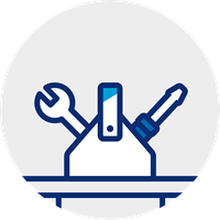icon of a tool box with a wrench and screwdriver